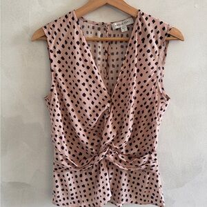 Amour Vert - Blush and Black Patterned Silk Blouse